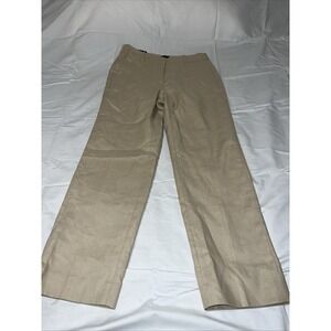 J Crew Kallie Pant Khaki Wide Leg Linen Blend Tailored Dress Pants Size 4